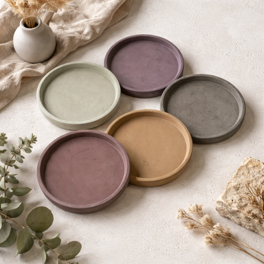Minimalist Concrete Jewelry Tray – Handmade Ring Dish, Modern Catch-All Tray for Earrings & Accessories T.A.V.V. Home