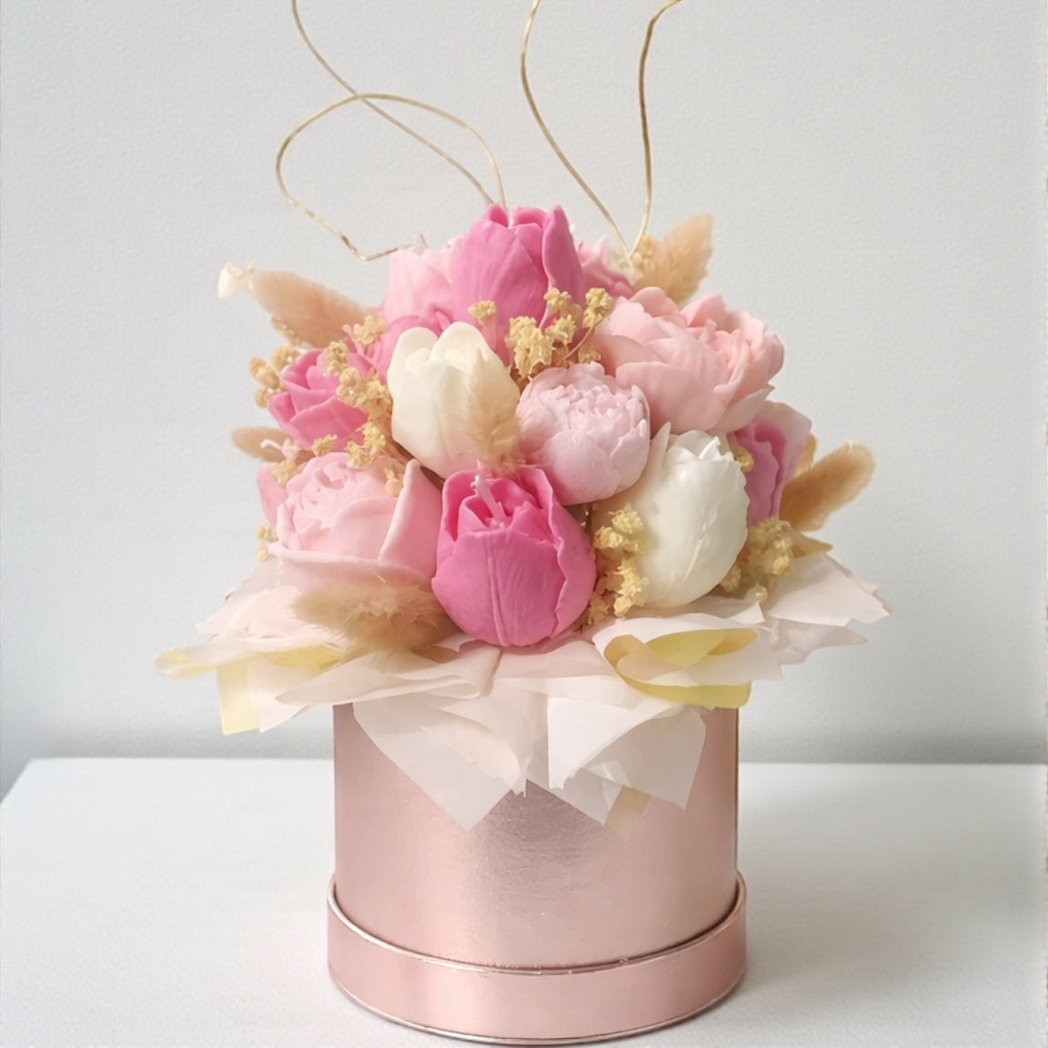 5” Mini Flower Box Candle – Handmade Floral Arrangement T.A.V.V. Home