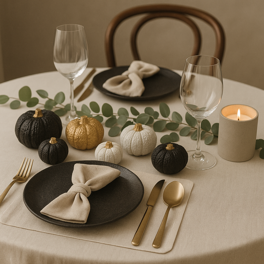 Set of 3 Handmade Concrete Pumpkins – Black, White & Gold Modern Fall Decor T.A.V.V. Home