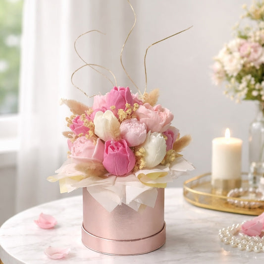 5” Mini Flower Box Candle – Handmade Floral Arrangement T.A.V.V. Home