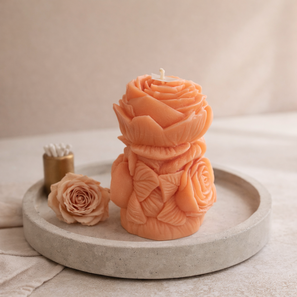 Rose Blossom Sculpted Candle | Handmade Floral Candle | Romantic Gift | Decorative Rose Candle | Valentine’s / Wedding Décor T.A.V.V. Home
