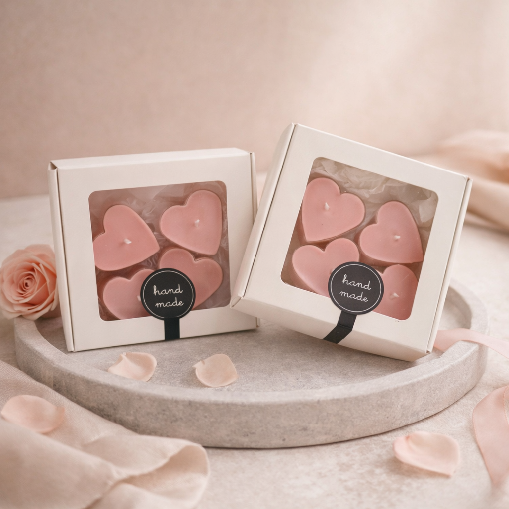 Handmade Heart Tealight Set (4 pcs) – Romantic Candle Gift T.A.V.V. Home