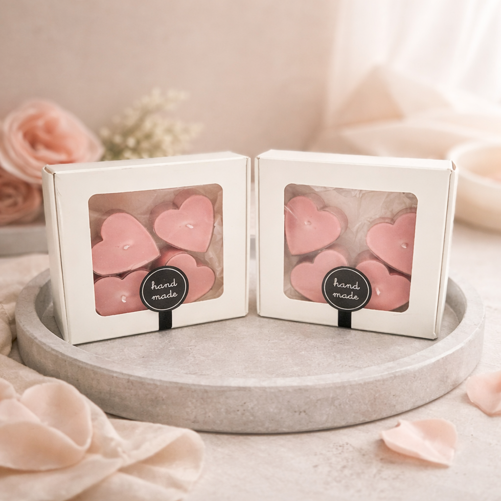 Handmade Heart Tealight Set (4 pcs) – Romantic Candle Gift T.A.V.V. Home
