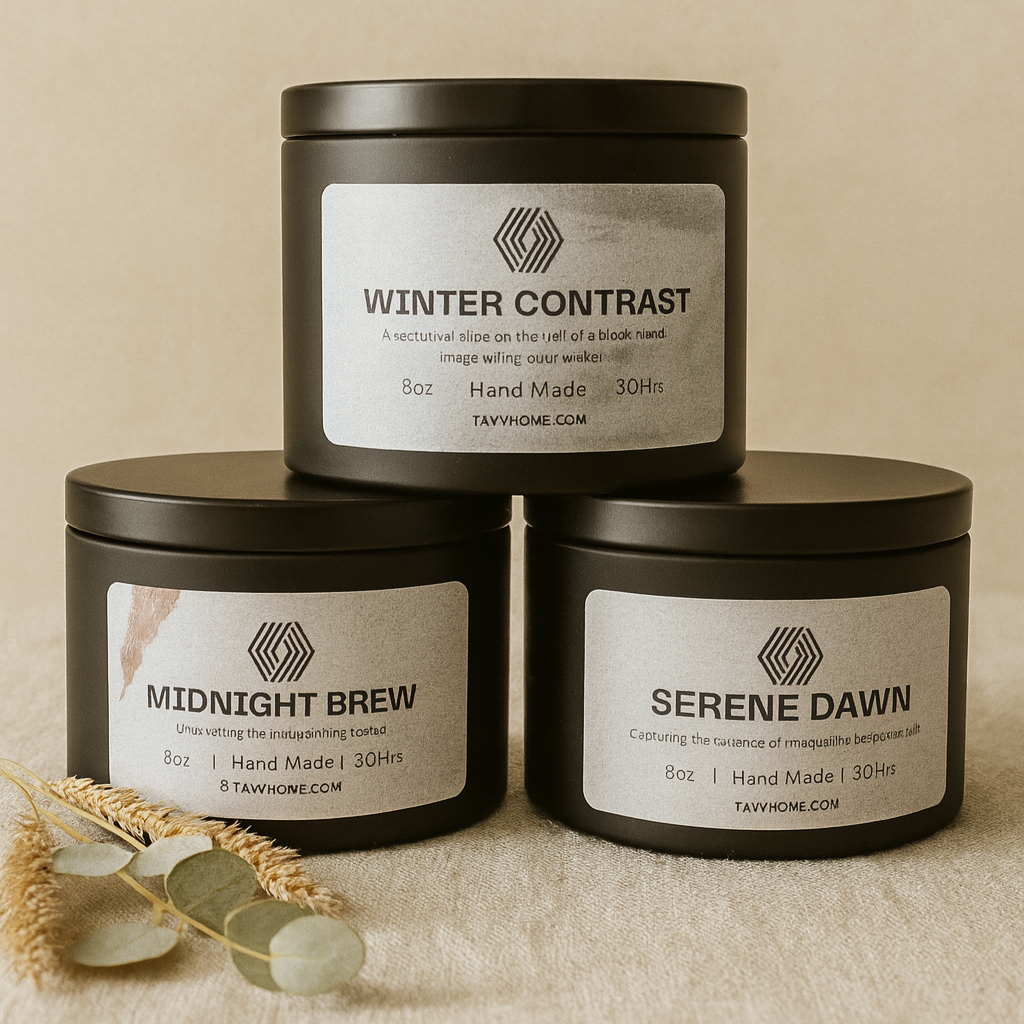TAVV Home Signature Collection Candle – Hand-Poured Soy Candle in Matte Black Jar | Minimalist Modern Home Fragrance T.A.V.V. Home