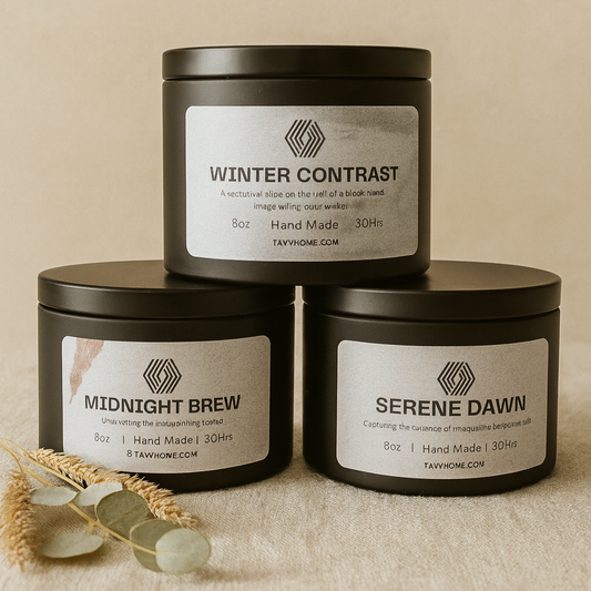 TAVV Home Signature Collection Candle – Hand-Poured Soy Candle in Matte Black Jar | Minimalist Modern Home Fragrance T.A.V.V. Home