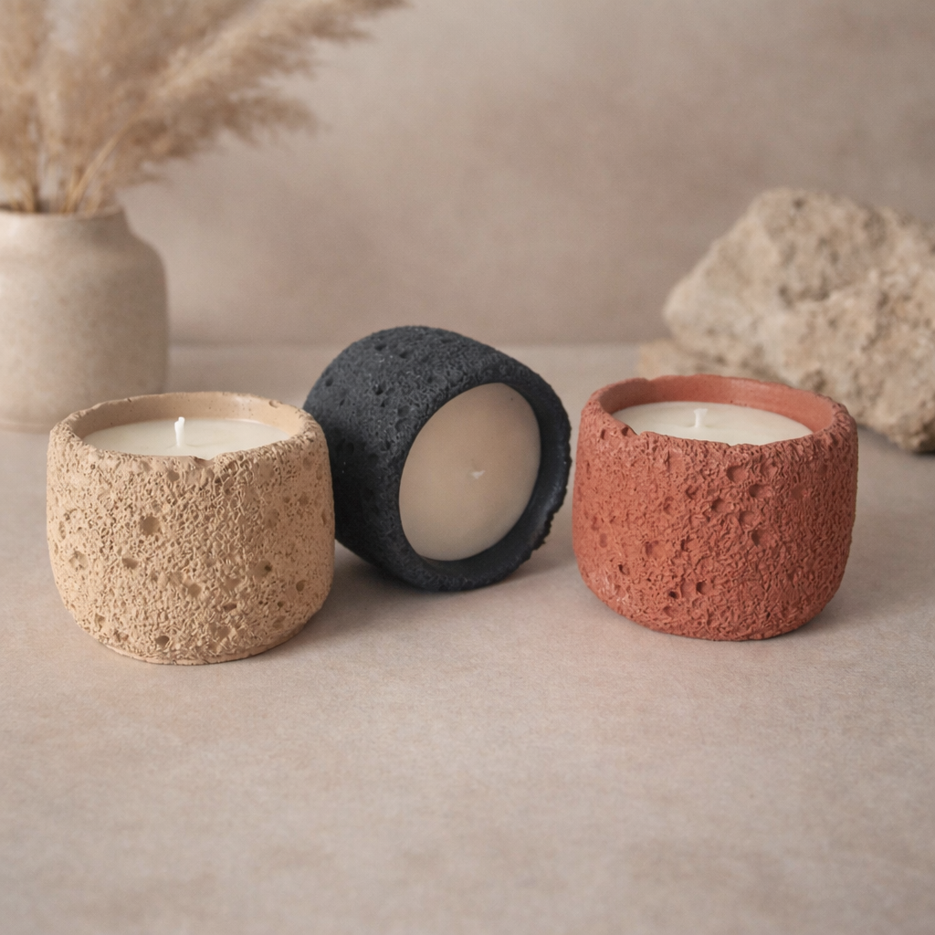 Little concrete candles with texture T.A.V.V. Home