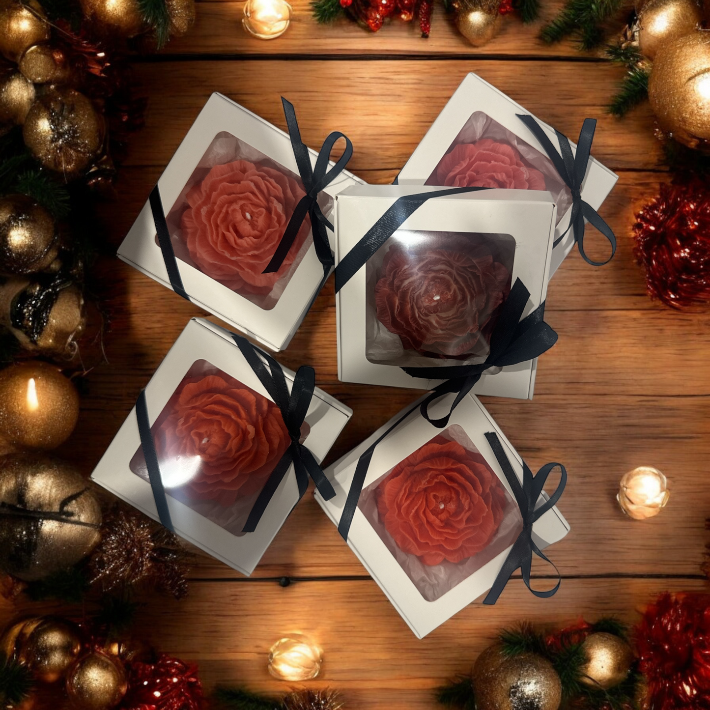 Handmade Peony Flower Candle – Elegant Gift Box for Christmas, Weddings & Special Occasions T.A.V.V. Home