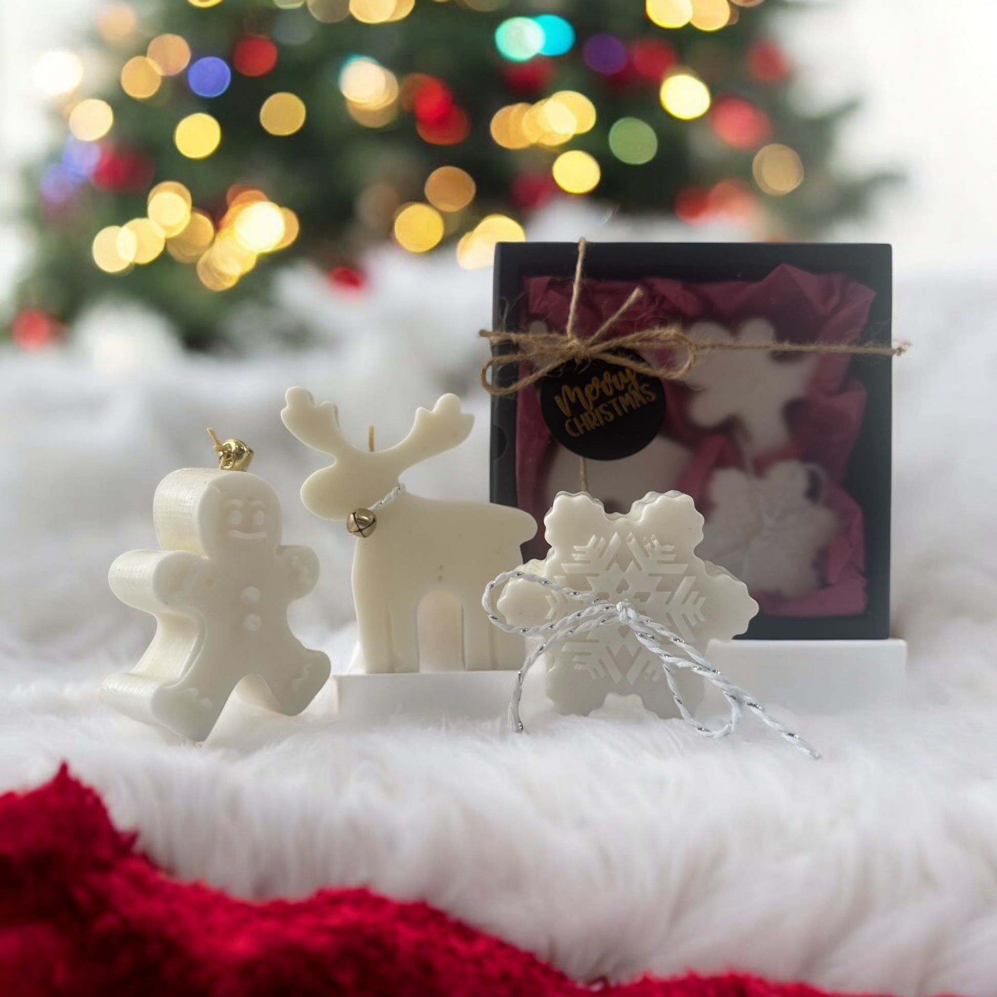 Christmas Candle Gift Set – Gingerbread, Reindeer & Snowflake Candles | Handmade Holiday Gift Box, Winter Decor, Christmas Present T.A.V.V. Home