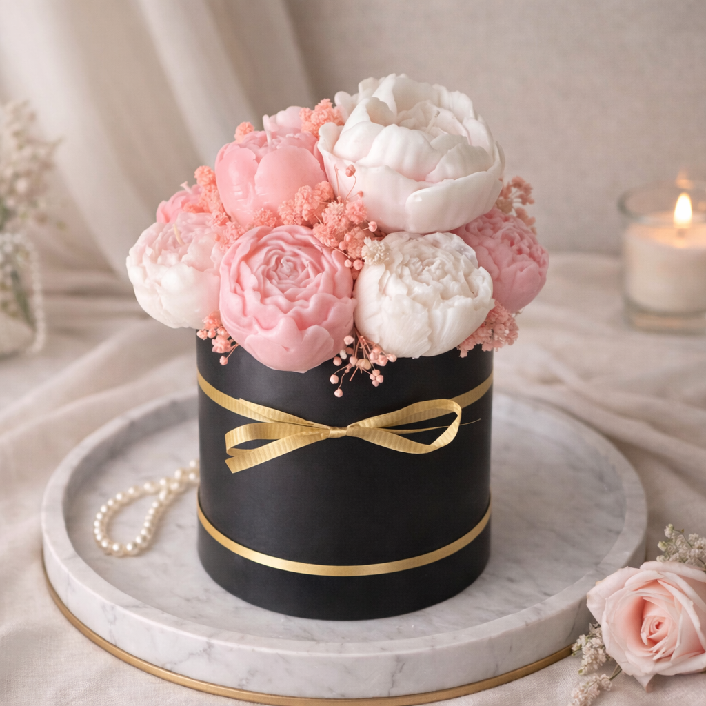 4” Mini Flower Box Candle – Handmade Floral Arrangement T.A.V.V. Home