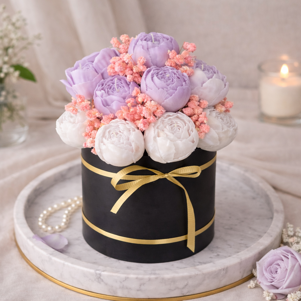 4” Mini Flower Box Candle – Handmade Floral Arrangement T.A.V.V. Home
