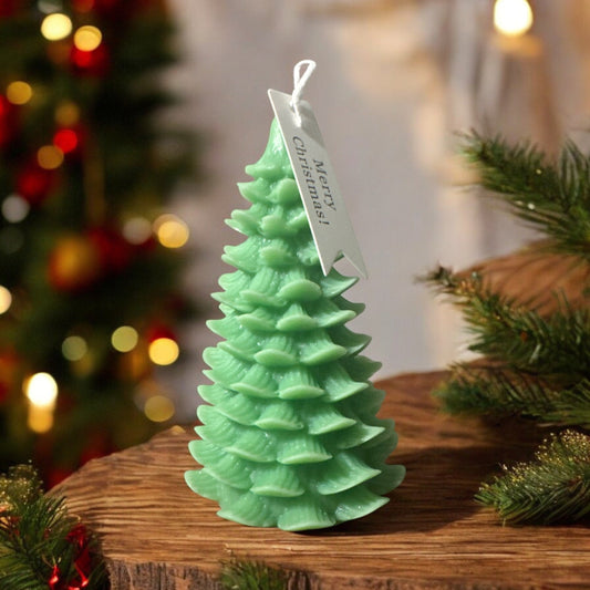 Christmas candle, tree candle, soy candle, holiday decor, handmade candle, eco friendly candle, festive home decor, Christmas tree gift, minimalist holiday candle, winter candle, cozy home decor, Christmas gift idea, handmade in USA, soy wax tree candle